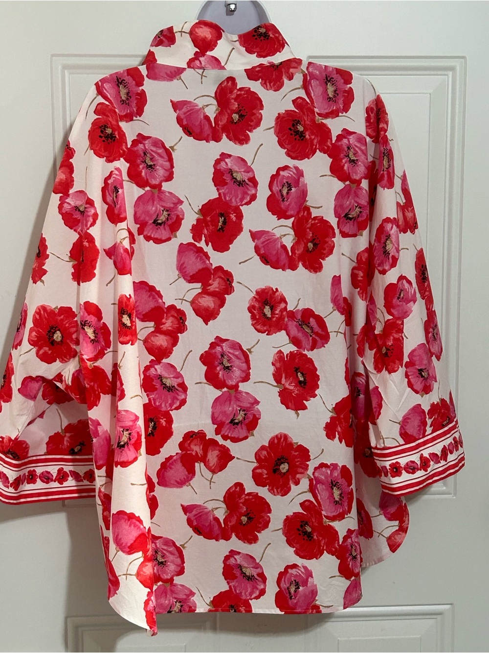 Talbots White Blouse with Red & Pink Floral Print - Picture 3 of 6